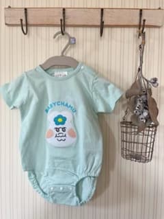 新品未使用　んぽちゃむ　ロンパース 70cm 80cm ミントグリーンのサムネイル