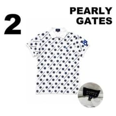 PEARLY GATES パーリーゲイツ スマイル総柄ポロシャツ サイズ2 白