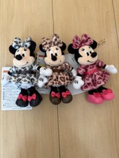 ディズニーリゾート ヒョウ柄 ミニー ぬいぐるみキーホルダー 3色