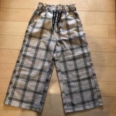 チェック、黒ワイドパンツ 　150  2枚セットのサムネイル