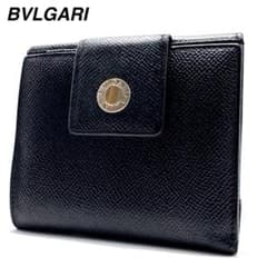 美品✨ブルガリ 二つ折り財布 クラシコ Wホック レザー ブラック