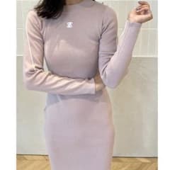 eimy istoire 모티브 파이핑 니트 원피스 (PINK)