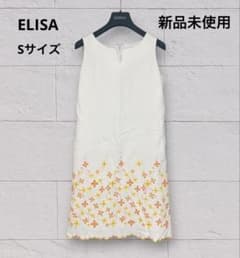【新品未使用】ELISAエリザ 花柄刺繍 ノースリーブミニワンピース レトロ 白のサムネイル