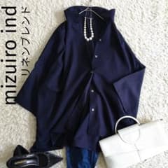 mizuiro ind 美品ビッグシルエットサイドスリットワイド袖リネン 