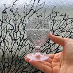 骨董 時代ガラス 大正浪漫 希少 薔薇プレス 淡紫色 アイスクリーム