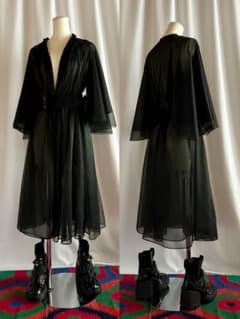ビンテージ 70s USA 特殊 魔女 シースルーレース 黒 ワンピース ドレス 