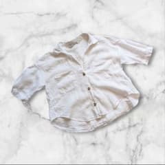 ZARA リネン100% 半袖シャツ ホワイト Sサイズ - メルカリ