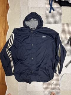 adidas 90sフード付きナイロンジャケット ネイビM(日本のL〜xL相当)のサムネイル