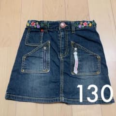 ＊mini-kデニムスカート お花刺繍　130cm 女の子のサムネイル