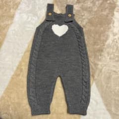 Gray knit romper, size 3-6M, heart shape