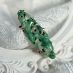 本翡翠 縁起物 帯留め 天然ジェイダイト 鑑別書付 - メルカリ