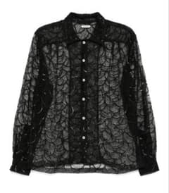 bode Pewter Shoal スパンコールレースシャツ XL ブラック