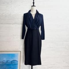 極美品☆KITON☆シルク☆ドレープ☆異素材☆濃紺☆ワンピース - メルカリ