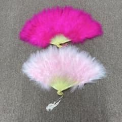 羽扇子 2本セット ピンク ビビッドピンクのサムネイル
