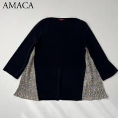 美品 AMACA アマカ ニットブラウス プリーツ 花柄 トップス 38 - メルカリ