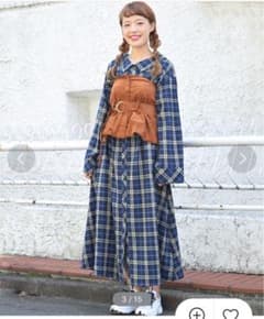 後ろリボンチェックシャツワンピースのサムネイル