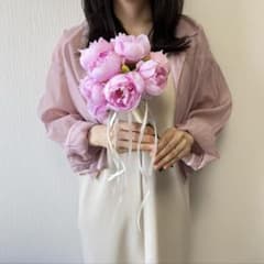 最終値下げ・ウエディングブーケ ピオニー 芍薬 前撮り 結婚式 ブートニア 造花のサムネイル