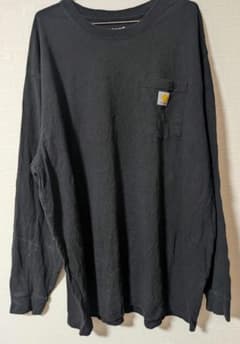カーハート バックプリント長袖ポケT 2XL 黒 身幅70 ダック ゆるだぼのサムネイル