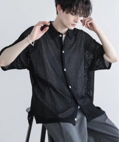 【新品】ASTRONOMY クロシェメッシュ編みシアーサマーニットシャツのサムネイル