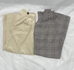 新品2点セット✨チェック柄シェフパンツ＊コーデュロイワイドパンツのサムネイル