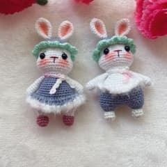 ハンドメイド あみぐるみ うさぎ 2体セットのサムネイル