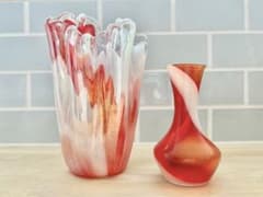 レトロポップ ガラス 花瓶 フラワーベース フリル オーロラ まとめ売り