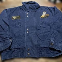 EDOVI Gジャンデニムジャケット 蜂刺繍ワッペン裏地ネイビーLサイズ