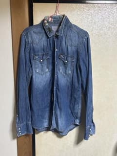デニムブルー 長袖シャツ マーメイド刺繍のサムネイル