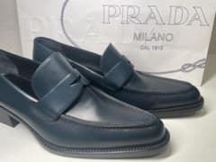 【新品未使用】PRADA レザー ローファー ダークグリーン　メンズ　25cm