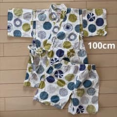 【くろわっさんす べべ】甚平 キッズ 北欧水玉 綿100% 100cmのサムネイル