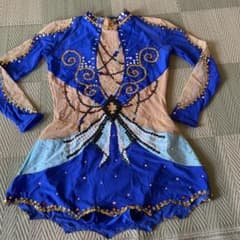 新体操用衣装 青色 ビーズ スパンコールのサムネイル