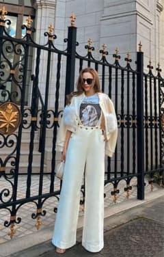 ESMOK suspender elegant pants パンツ ホワイトのサムネイル