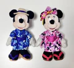 浴衣　ぬいぐるみバッジ　ディズニー　ミッキー　ミニーのサムネイル
