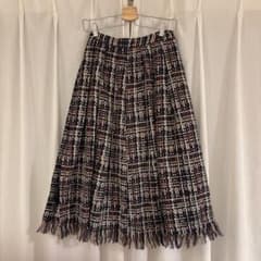 フレアスカート チェック柄 フリンジ付きのサムネイル