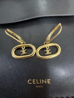 CELINE ゴールドフープピアス ロゴ入りのサムネイル
