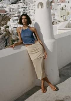 ZARA デニムクロップド　ホルタートップスのサムネイル