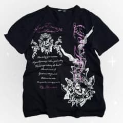 00s 平成初期 tシャツ 英字 グランジ お兄系 ラインストーン ドクロ 携