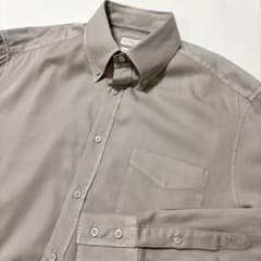 ブルネロクチネリ ボタンダウン シャツ L グレージュ 伊製 クリーニング済み