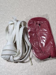 靴紐 ホワイト レッド 2本セットのサムネイル