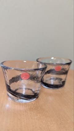 津軽びいどろ 小鉢 2個セット ガラス食器 ぐい呑み 酒器 透明 黒ラインのサムネイル