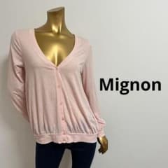 【4536】Mignon 長袖 ピンク カーディガン M