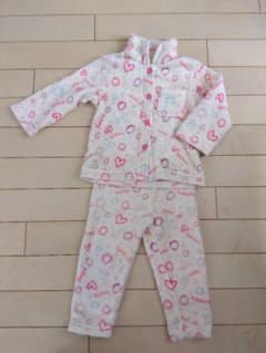 110cm 女の子用パジャマ ハート模様 クリーム色のサムネイル