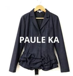 美品 PAULE KA ポールカ フリルジャケット ネイビー 36 S-M 上品 