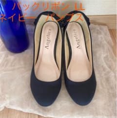 angelica アンジェリカ　ネイビー　バックリボン パンプス　LLのサムネイル