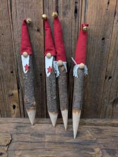 クリスマス ノーム 枝製オーナメント 4本セットのサムネイル