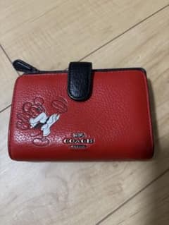 COACH コーチ ミッキーマウス 二つ折り財布 レッド ディズニー - メルカリ