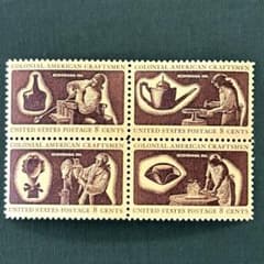 外国切手 米国 独立革命200年 植民地時代の職人 未4完 1972年 ヒンジ無