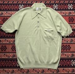 シ*ゴ様 vintage 60’s ニットポロシャツ ロカビリー ヒッピー 70 美品60s〜70s ヴィンテージ サマーニット 半袖ニットポロ50s