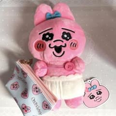 【タグ付き】おぱんちゅうさぎ ぬいぐるみ えがお ＆ メッシュポーチ 2点セット