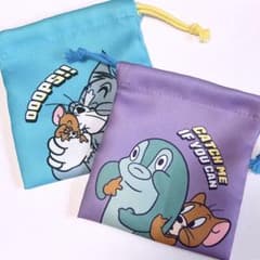 トムとジェリー　ミニ巾着　ポーチ　巾着袋　魚　さかな　可愛い逃亡者